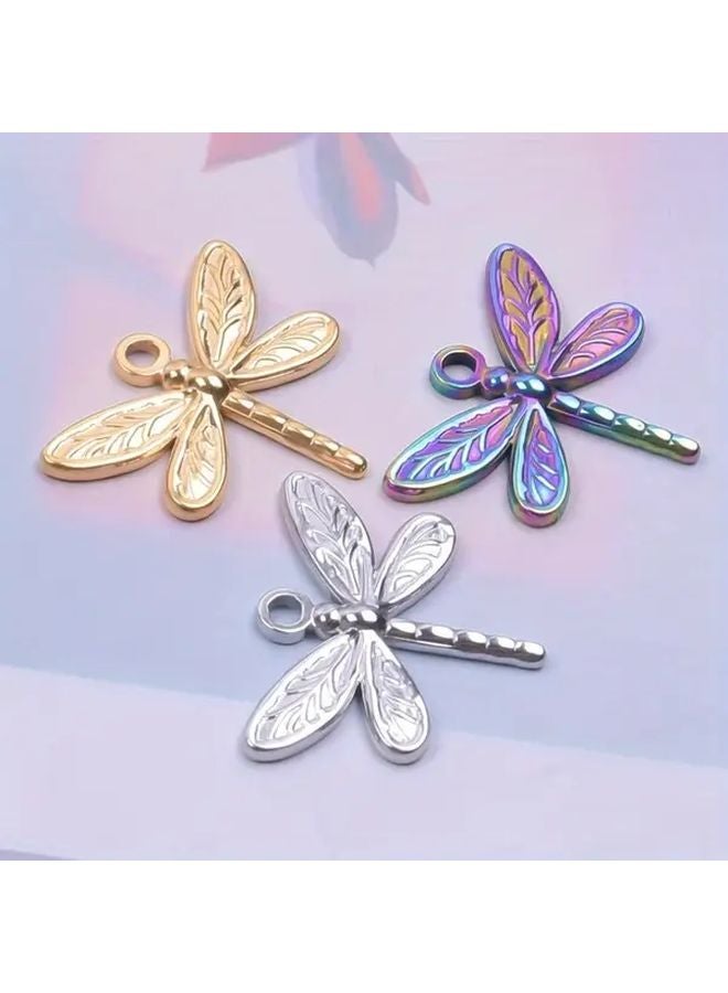 Golden Dragonfly Charms 5pcs Stainless Steel Pendant Necklaces Handmade Minimalist Jewelry - Image 2